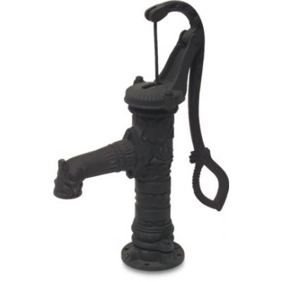 Nostalgie-Handschwengelpumpe mit Rundflansch in schwarz