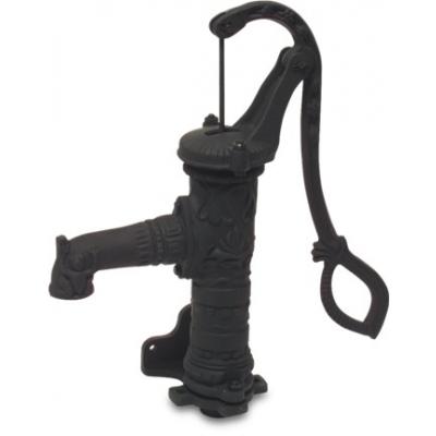 Nostalgie-Handschwengelpumpe mit Seitenflansch in schwarz